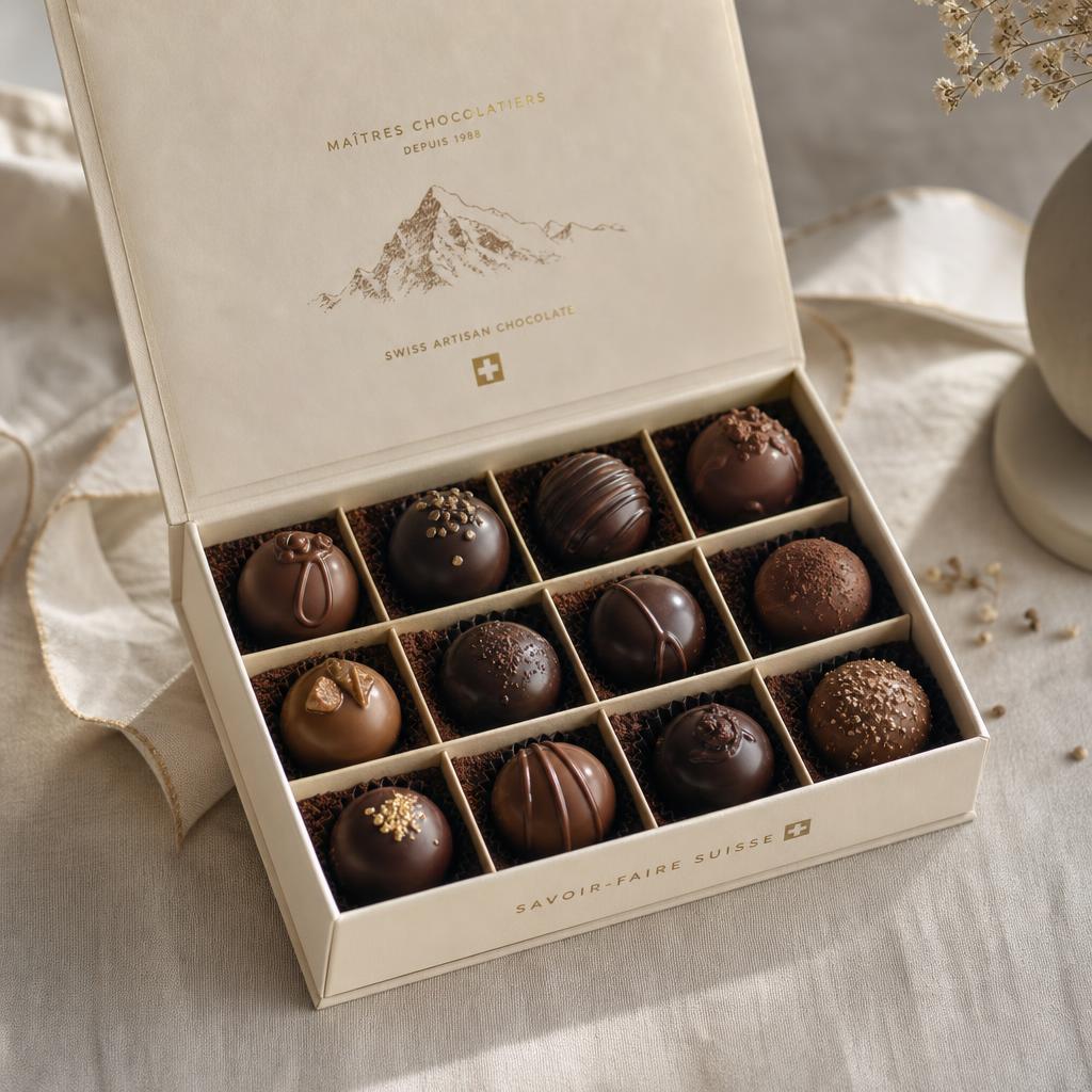 Boîte de pralinés suisses artisanaux